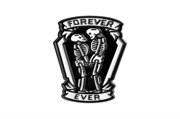 

love you forever couples skeleton pin forever ever black coffin brooches hat backpack lapel enamel pin badge valentine day gift5677820, Gray