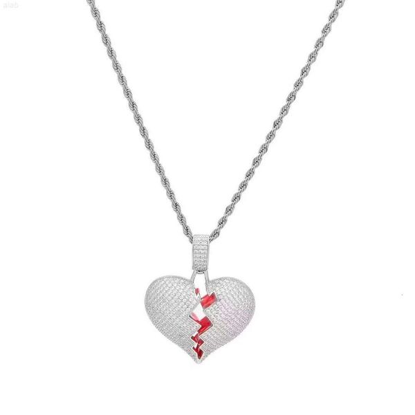 

hip hop broken heart pendant necklace hip hop pendant for both men and women, Silver
