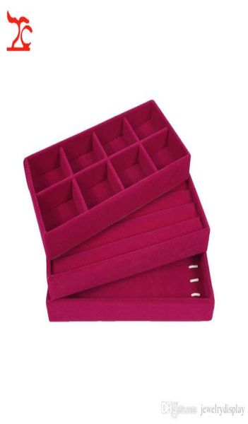 

highring chain compartment jewelry display tray set red velvet 3pcs8625096, Black