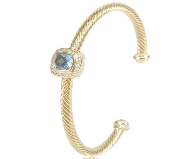 

carb bracelet 4mm gold plated bangle luxurious women zirconia open bracelet cuff accessory bracelets5023304, Black
