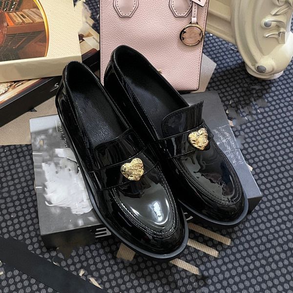 

new designer dress shoes love thick sole lefu high balack english style small leather shoe coarse large head high heels single size:35-40, Black