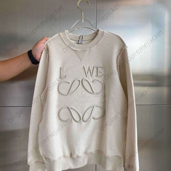 

high version sweatshirt sweater autumn and winter embroidery round neck long sleeve lowe reverse wearing sweater men's women's ove, Black
