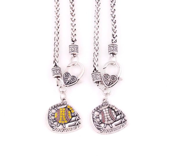 

new design women men charm necklace sporty baseball glove charm pendant wheat link chain gift for bff zinc alloy provide dropshipp5737055, Silver