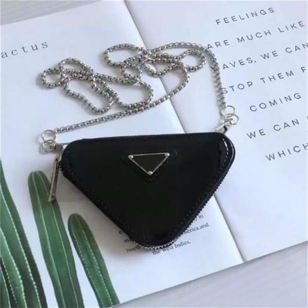 

fashion designer triangle cross body bags handbags clutch lady coin purse shoulder headphone bag for women luxury chains purse let203u, Red;black