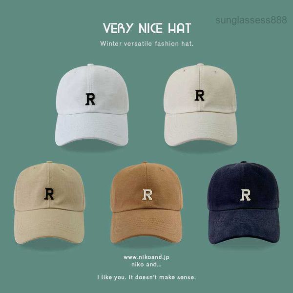

letter r duck tongue hat women's korean soft ins casual outdoor new men's versatile baseball 27oq, Blue;gray