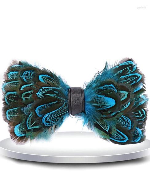 

bow ties fashion 2022 casual mens handmade feather tie funny wedding gift party green red color bowtie neck wear clothes accessory3619580, Black;gray
