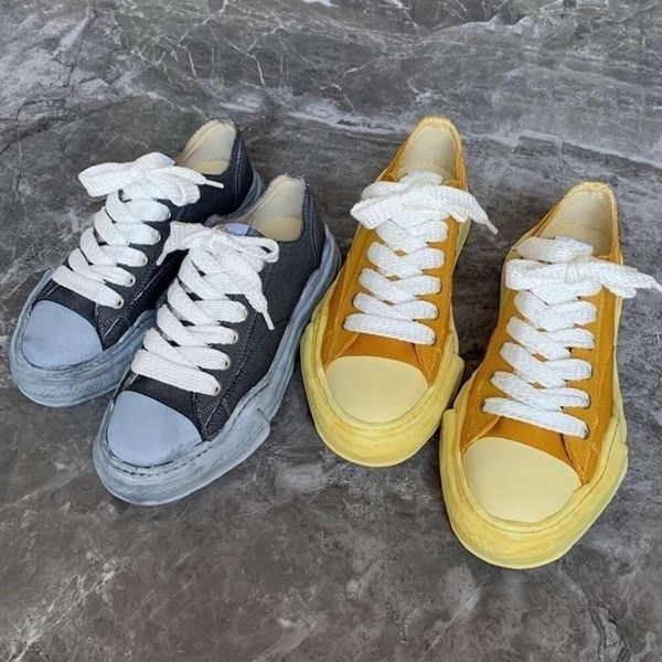 

maison mihara yasuhiro mmy dissolved shoes men's and women's worn washable canvas shoes thick sole casual shoes fashion brand retr