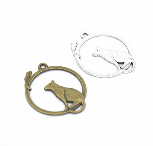 

200pcs of antique bronze and silver chasing you cat rat mouse charms pendants drops zoo animal 31x26mm3156135, Bronze;silver