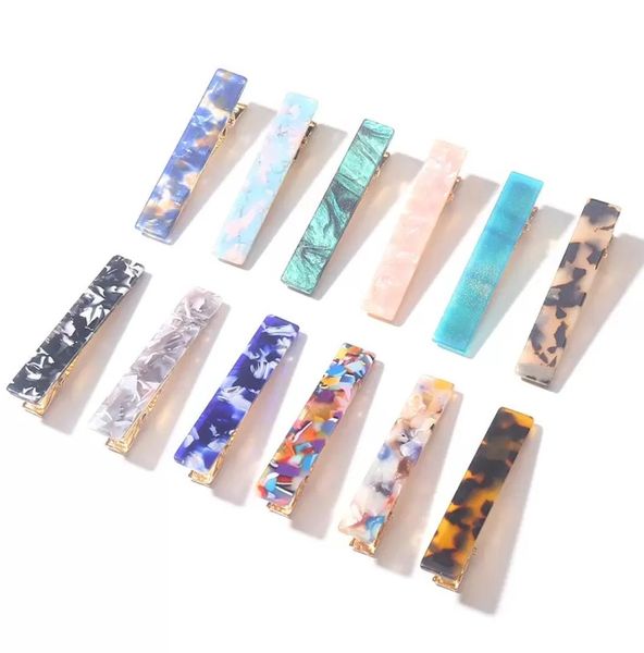 

new women girls acrylic hollow geometric rectangle hair clips tin foil sequins hairpins barrettes hair accessories 18colors3028780, Slivery;white