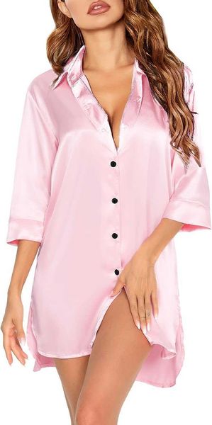 

pyjamas swomog women's pajamas satin button pajamas 3/4 sleeve pajamas silk boyfriend pajamaslf230908, Red;black