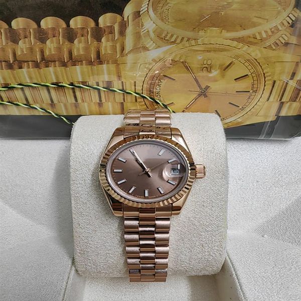 

man women 26mm automatic mechanical diamonds watch no battery sweeping movement self winding stainless steel clock datejust watche2718, Slivery;brown