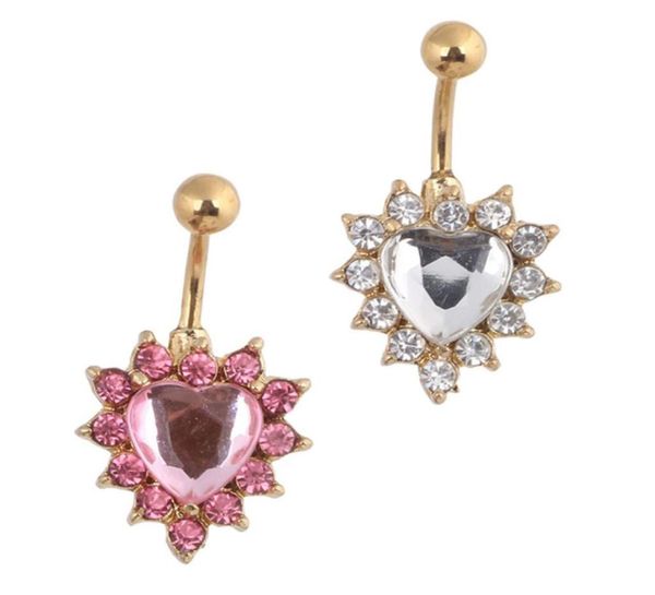 

stainless rhinestone crystal belly navel button bar ring piercing heart design brand new8688935, Silver