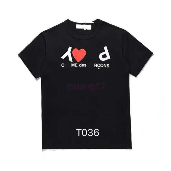 

designer fashion mens cdgs t-shirts red heart shirt casual women commes des shirts badge garcons embroidered heart shaped short sleeves g5u2, White;black