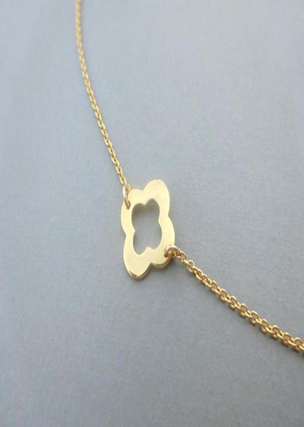 

5pcs outline open four leaf clover necklace lucky 4 leaf clover necklace simple grass plant shamrock necklaces birthday gifts6628182, Silver