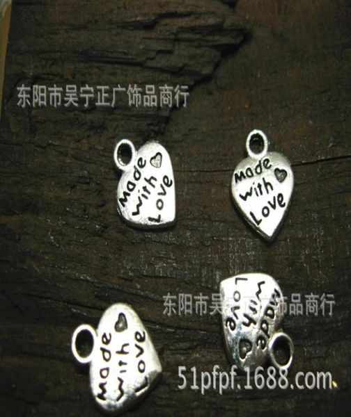 

50 pcs mixed tibetan silver made with love faith jesus charms pendants 12x2mm diy jewelry5798306, Bronze;silver