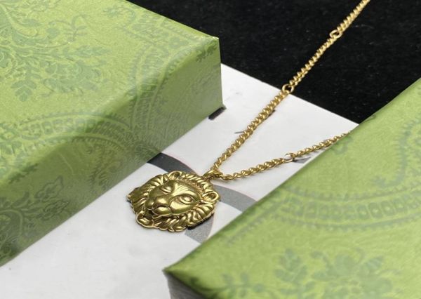 

18k gold plated chain lion head necklace retro couple chains brass necklace jewelry supply5890091, Silver