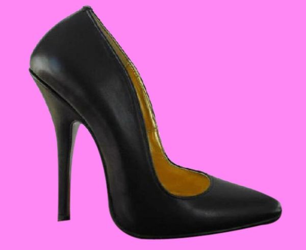 

14cm heel height genuine leather pointed toe stiletto heel pumps party shoes heels us size 5145 noy14048279218, Black