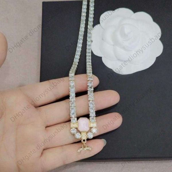 

designer jewelry necklace necklace pink square crystal double claw white zircon new high grade, Black