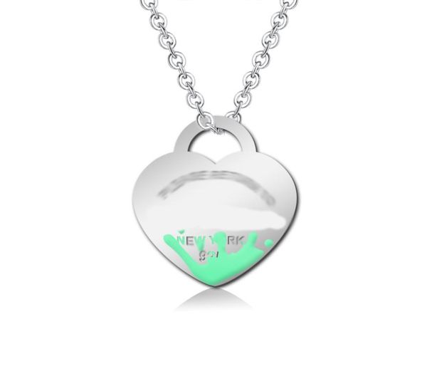 

fashion heart necklace man womens stainless steel 19mm couple pendant blue pink green red jewelry valentine day gift for girlfrien5189895, Silver