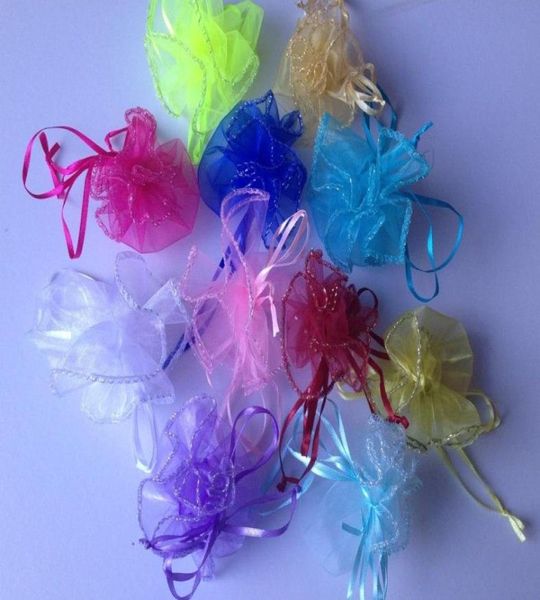 

ship 500pcs small 24cm diameter organza round plain jewelry bags wedding party candy gift bags3928683, Pink;blue