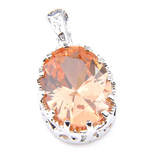 

luckyshine mother gift 925 sterling silver oval champagne morganite pendants necklaces american australia holiday jewelry8252555