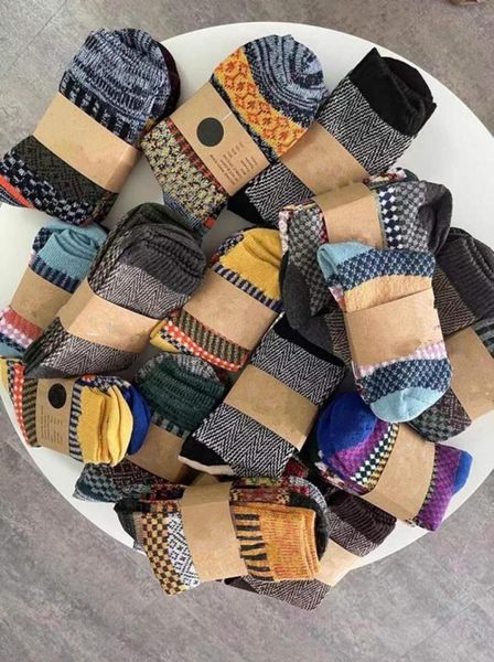 

autumn and winter wool snow long socks thickened warm breathable for men women color random diamond printed pattern2580173, Black