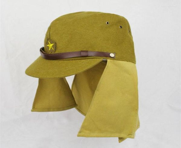 

berets repro wwii japanese army ija soldier field wool cap hat with havelock neck flap l7390193, Blue;gray