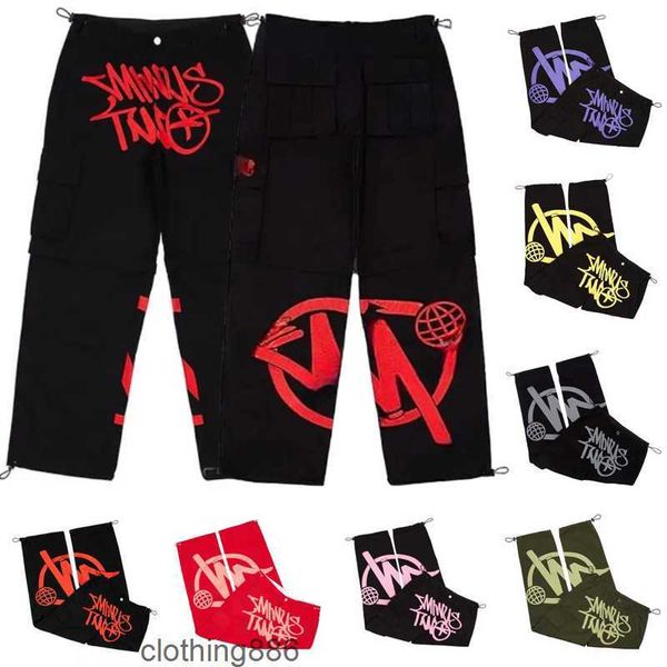 

mens pants minus two cargo y2k casual pants retro street trend black pants minustwo hip hop print minus two loose overalls joggers