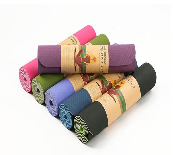 

tpe twocolor yoga mat green and tasteless thickening exercise mat widened and long 6mm fitness dance practice mat1942601