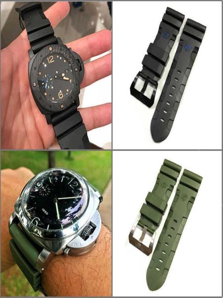 

watchband for panerai luminor pam 441 soft natural rubber silicone 24 26mm watch accessories watch bracelet man pin buckle strap h5358885, Silver