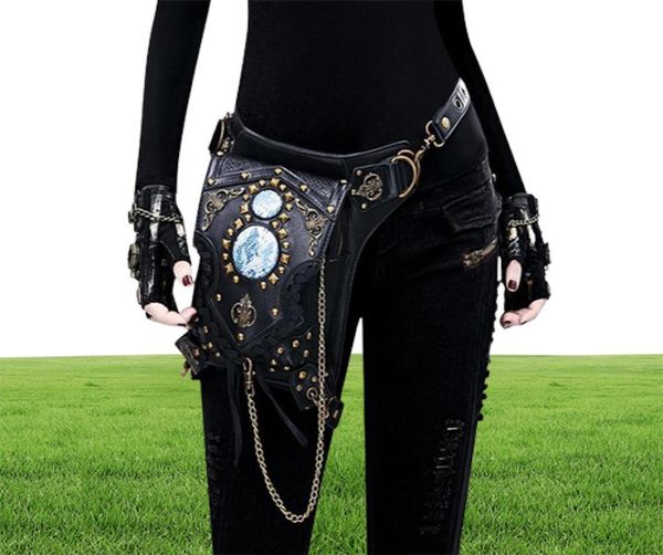 

waist bags yourseason steampunk chain rivet pack multifunctional pu leather female shoulder 2021 moto biker belt bag7385348