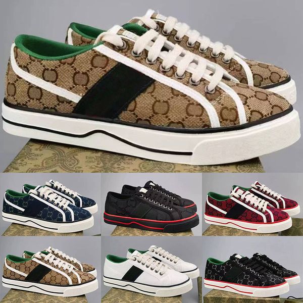 

tennis 1977 casual shoes luxurys designers mens shoe italy green and red web stripe rubber sole stretch cotton low men sneakers 40-46, Black