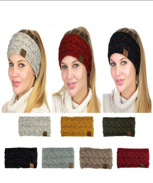 

cc head band 7 colors colorful confetti cable knit ear warmer head wrap earflaps cap hair band headwear ljjo45313156852, Slivery;white