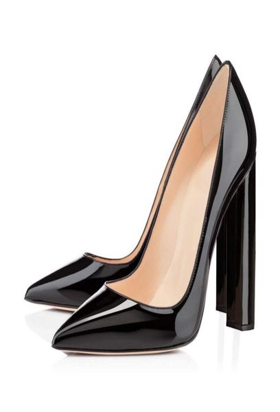 

2019 new fashion shoes micro suede chunky heel pointed toes women pumps high heel chic shoes trendy party dress shoes5560203, Black