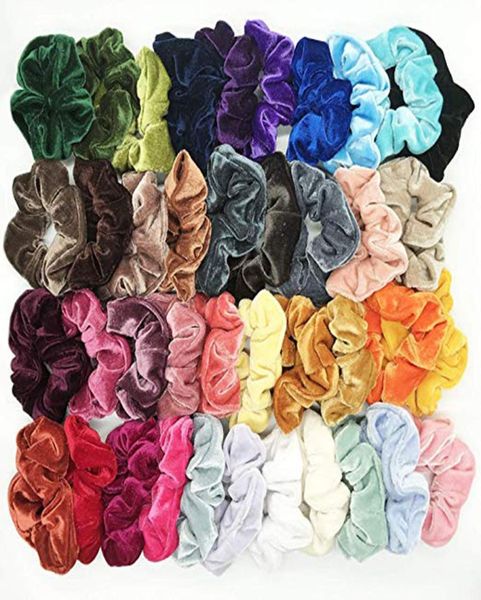 

40pcs velvet scrunchie women girls elastic hair rubber bands accories gum for women tie hair ring rope ponytail holder5014370, Slivery;white