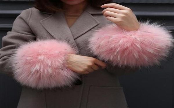 

autumn and winter women039s large cuff oversleeps hand ring fur wrist support faux oversleeps hand ring fur arm warmer 2010212464669, Blue;gray