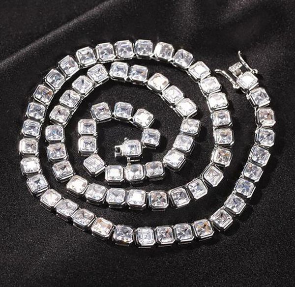 

6mm 1 row solitaire tennis chain necklace silver finish lab diamonds cubic zircon earring men women gift jewelry 1622inch9434926, Black