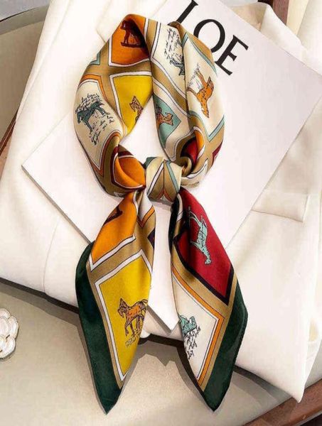 

new 2022 fashion silk square scarf spring lady foulard pashmina bandana shawl wrap print women neck hair scarves neckerchief y22026280818, Blue;gray