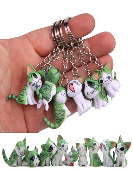 

mini cat keychain women girl keyring car trinket couple key chains dolls kids toy key ring charms pendant 18pcslot whole8927948, Silver