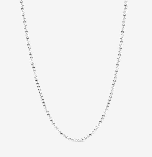 

100 925 sterling silver shiny ball link chain necklace fit european pendants and charms fine wedding jewelry gift2425272