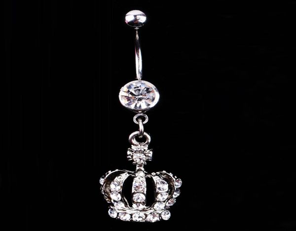 

new fashion crown charm rhinestone body piercing jewelry belly button ring navel jewelry body 8368447, Silver