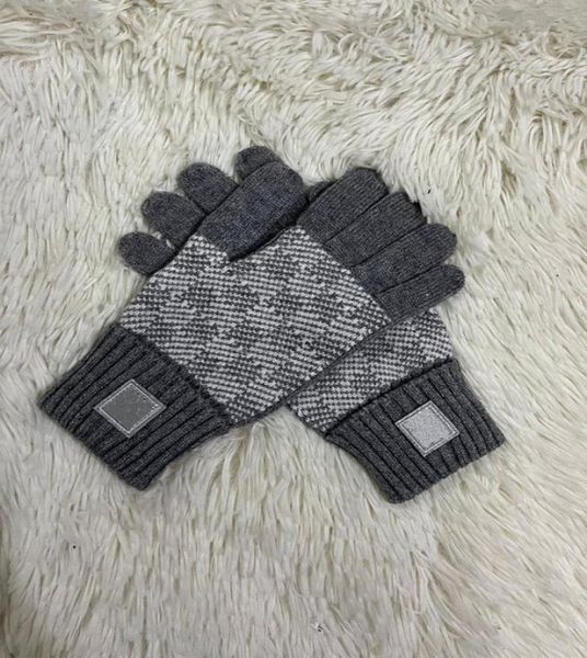 

2022 black gray cashmere gloves warm in autumn gloves for women designer ladies letters print embroidered mittens for women fashio5651511, Blue;gray