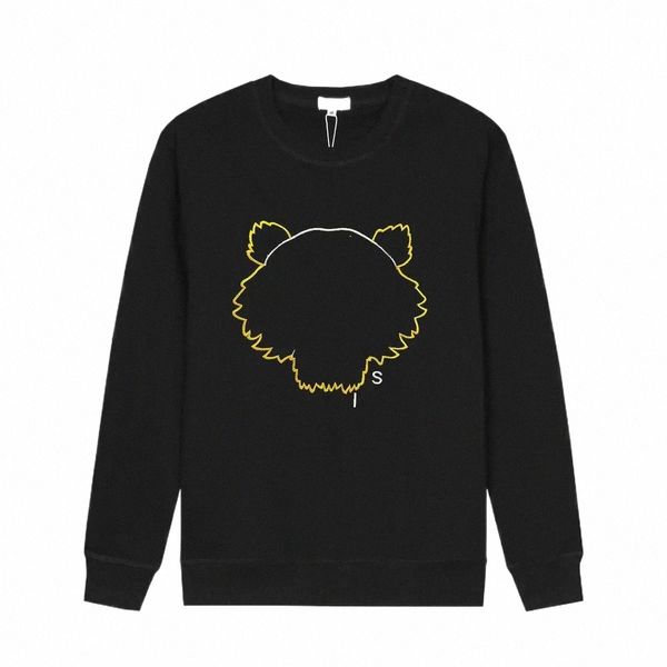 

women kenzos hoodie tiger head advanced designer fashion men embroidery round neck pullover autumn winter loose high street classic euuo k5, Black