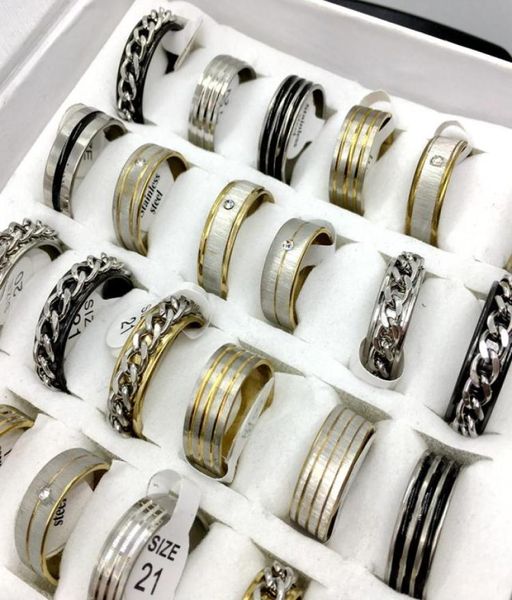

36pcs 3 mixed style men039s womens stainless steel rings whole fashion jewelry lot party gift band ring5658283, Silver