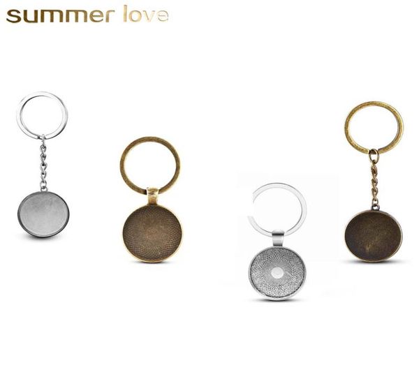 

whole 25mm cabochon cameo base tray pendant for necklace keychain silver bronze colors bezel blank fit diy 25mm glass diy jewe3157404, Bronze;silver