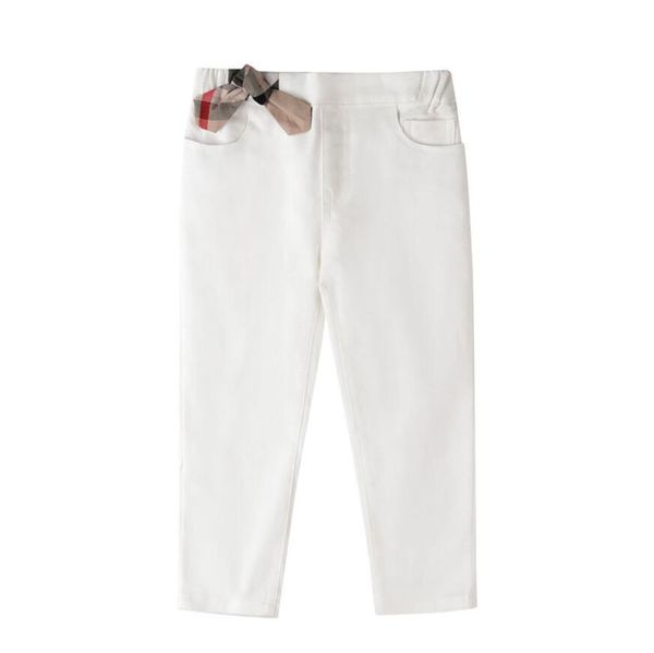 

2023 new spring and autumn new bow plaid color block girls' fashion trend casual pants trend trousers boutique pant, Blue