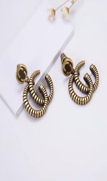 

2021 new retro old metal thread charm earrings aretes orecchini ladies fashion jewelry9368923, Golden