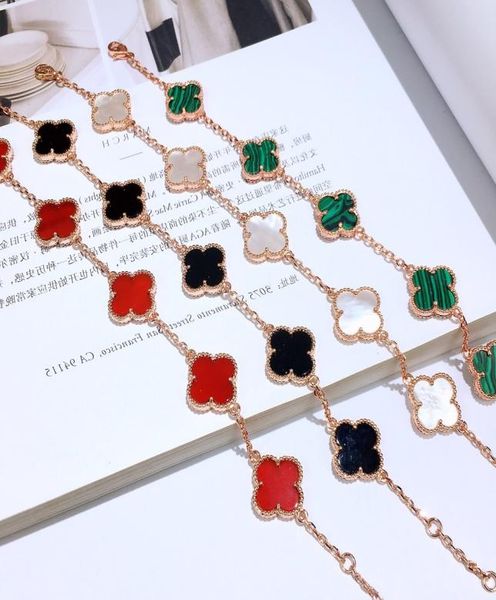 

charm fashion trendy factory whole 925 sterling silver 18k gold plated clover bracelet jewelry sets2780213, Black