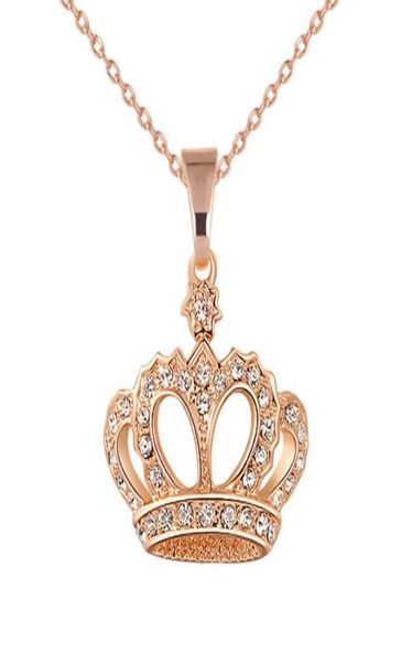 

fashion gold plated crystal crown pendant necklace rhinestone crown wedding jewelry bride women girls chain necklaces1849909, Silver