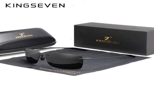 

kingseven tr90 rimless sunglasses men ultralight square frameless sun glasses for women brand designer mirror lens7047638, White;black